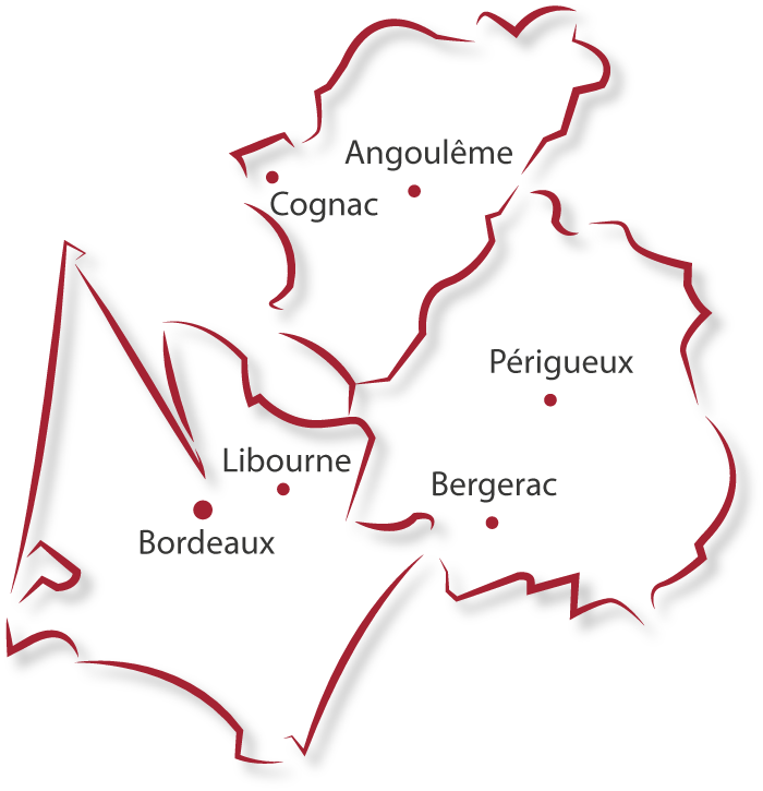 Carte des départements du Gers (32), du Lot (46) et Lot-et-Garonne (47)